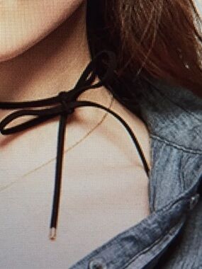 BaubleBar Black Suede Bow Choker Necklace